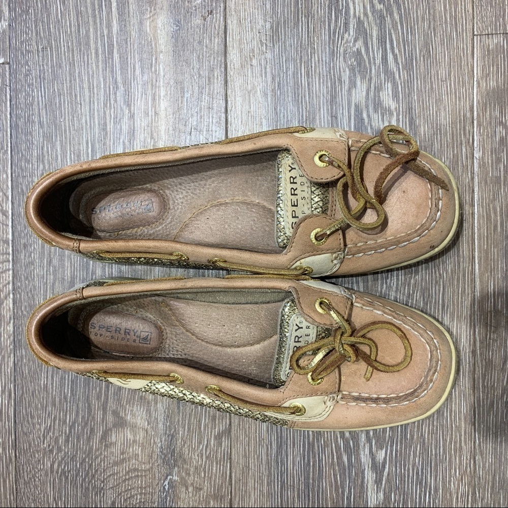 Sperry Tan & Gold Anglefish Boat Shoes - Picture 3 of 5